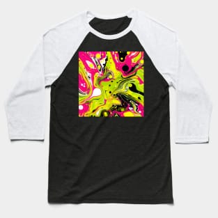 Lime Green and Magenta Flow Art Baseball T-Shirt